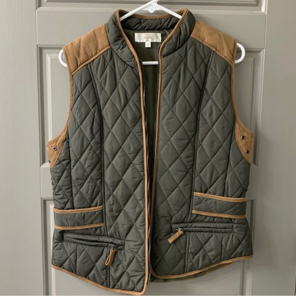 Olive Green Quilted Puffer Vest